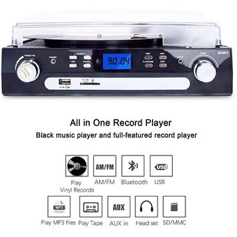 DIGITNOW - Tourne-disque Bluetooth - Lecteur vinyle avec Enceintes stéréo  sans fil 36