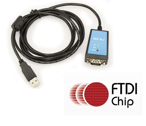 Convertisseur RS232 vers USB avec antiparasite Longueur 1.8M - CHIPSET FTDI