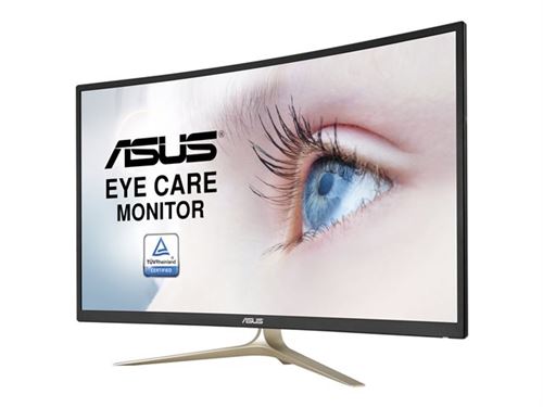 ASUS VA327H - Écran LED - incurvé - 31.5 - 1920 x 1080 Full HD (1080p) - VA - 250 cd/m² - 3000:1 - 4 ms - 2xHDMI, VGA - haut-parleurs - noir, or glaçon