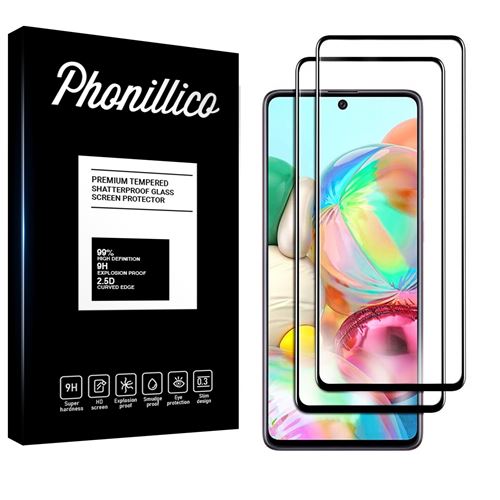Verre Trempe pour Samsung Galaxy A71 [Pack 2] Film Transparent Bord Noir Vitre Protection Ecran [Phonillico®]