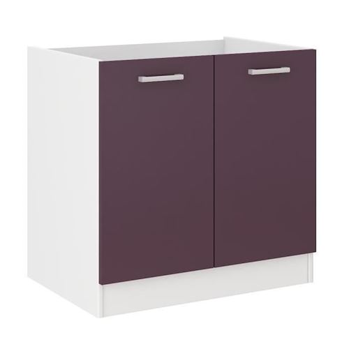 ULTRA Meuble bas de cuisine sous evier L 80 cm - Aubergine mat
