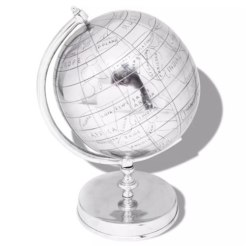 vidaXL Wereldbol met voet aluminium zilverkleurig 42 cm