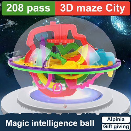 Casse-tête labyrinthe 3D en forme de boule avec 208 étapes au