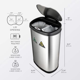Poubelle De Cuisine Automatique Capteur De Mouvement Sans Contact 50l 2 X 25l De Poubelle De Recyclage Artizlee Achat Prix Fnac
