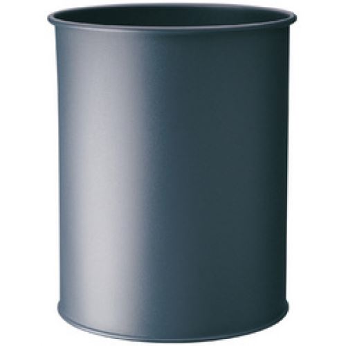 Corbeille à papier en métal - ronde - 15 litres - gris