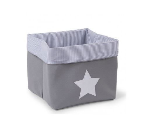 Panier de Rangement Enfant Gris Rayures Étoile