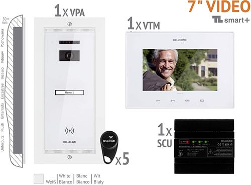 Bellcome Video-Türsprechanlage Kabelgebunden Komplett-Set VKM.P1FR.T7S4.BLW04