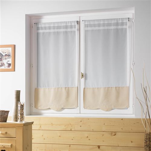Paire droite passe tringle 2 x 60 x 120 cm voile brode dentelle amandine Lin