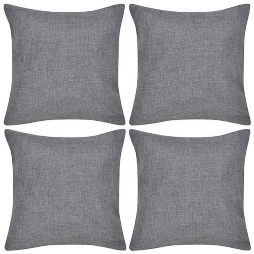Kussenhoezen linnen look 50 x 50 cm antraciet 4 stuks