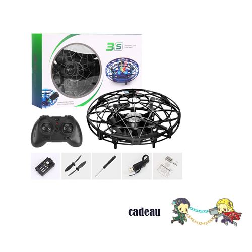 Mini Drone Enfant Noir Lumineux Télécommandé Induction Infrarouge