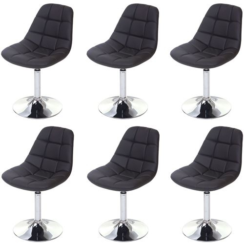 6x chaise de salle à manger Cascina, fauteuil pitovante, chrome similicuir marron