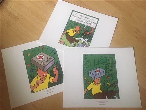 TINTIN - Tryptich / Pharaon - 19,5x24 cm - AFFICHE / POSTER