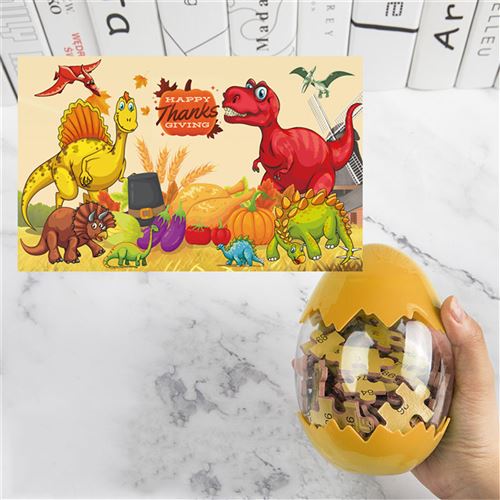 Puzzle en Bois Dinosaure de Thanksgiving pour enfants _ Multicolore