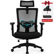 Fauteuil de Bureau Inclinable, Accoudoirs Réglables 10cm, Appui-Tête Ajustable de 11cm, Soutien Lombaire Réglable de 6cm Chaise de Bureau Ergonomique