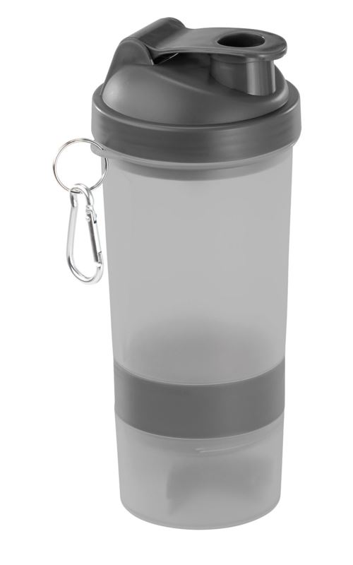 Shaker spécial fitness 500 ml avec balle mélangeuse et compartiment à poudre