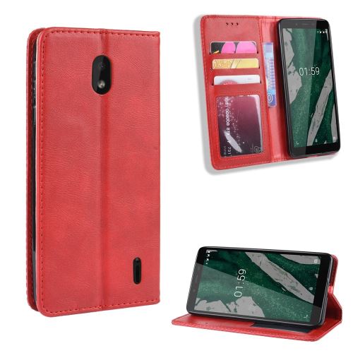 Etui en PU style vintage rouge pour votre Nokia 1 Plus