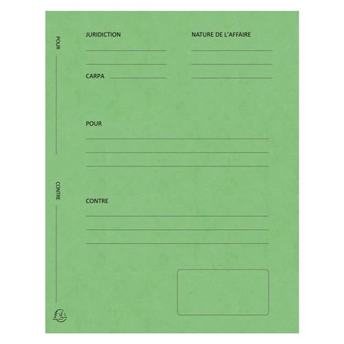 Exacompta Dossiers de plaidoirie pré-imprimés en carte lustrée coloris tilleul - Lot de 25 - vue 1