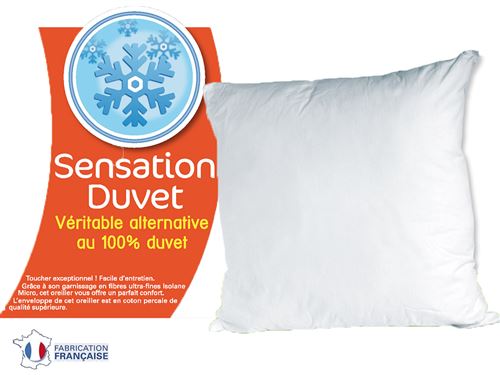 Oreiller bleu calin sensation duvet 65x65cm