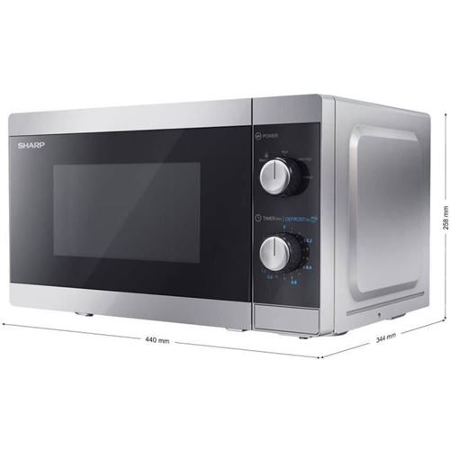 SHARP YC-MS01ES Micro-ondes avec fonction décongélation, 1270 Watts, 20 Litres, 5 Niveaux de puissance, Plateau tournant inclus