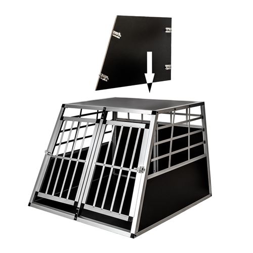 TecTake Cage Box Caisse en Forme de Trapèze Aluminium Cage de Transport  Double pour Chien