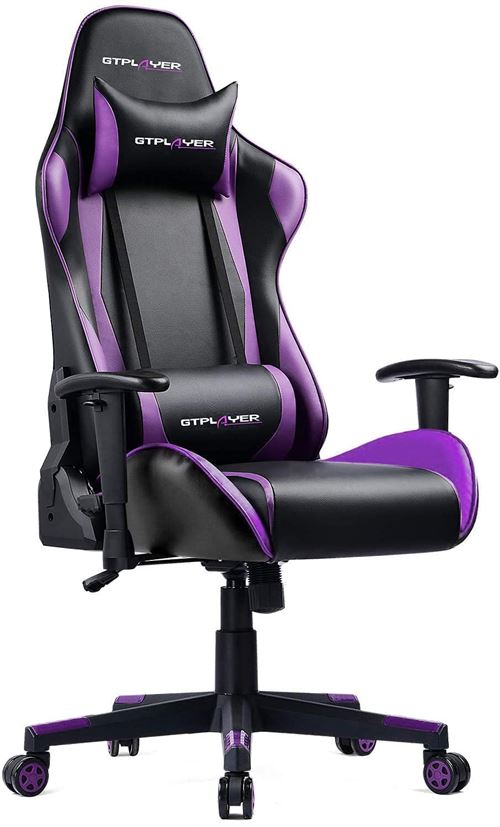 GTPLAYER Chaise Gaming de Bureau Fauteuil Gamers Siège Ergonomique Accoudoir Réglable Cadre en Acier Angle d'inclinaison Réglable