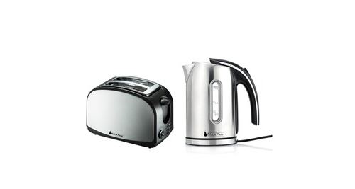 Set petit d&eacute;j - Bouilloire 2200W 1,7L finition inox + Grille-pain 2 fentes inox 900W