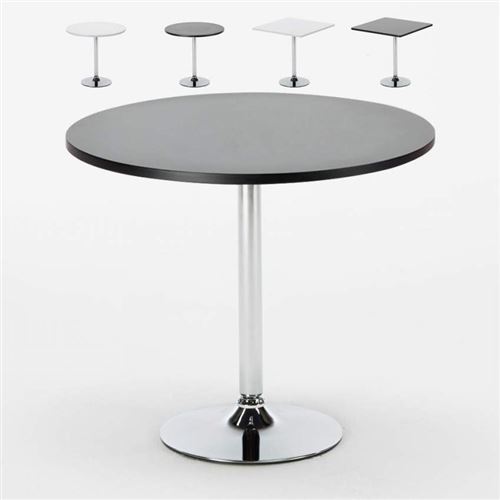 AHD Amazing Home Design - Table de bar noire ou blanche ronde et carré noir 70x70 Bistrot, Couleur de la table: Noir, Forme de la table: Rond