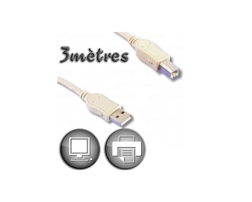 Câble USB 2.0 A mâle / Type B mâle 3m