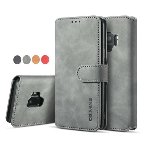 Coque Galaxy S9 SM-G960F, Étui Housse Cuir Flip Portefeuille avec 3 emplacements Cartes de Case pour Samsung S9 - Gris