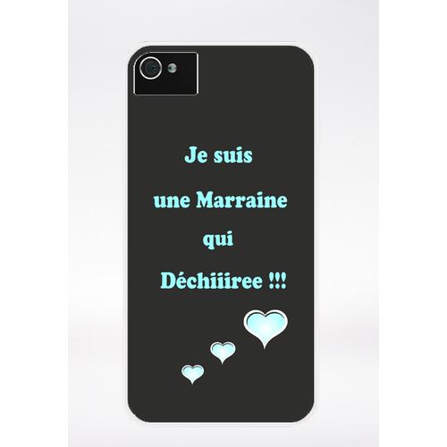 Coque Marraine Turquoise Et Noir Compatible Iphone 4 Transparent