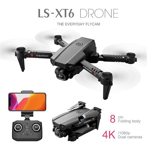 Drone LS-XT6 Mini WiFi FPV avec pliable en mode de maintien d'altitude de caméra 4K HD - Multicolore