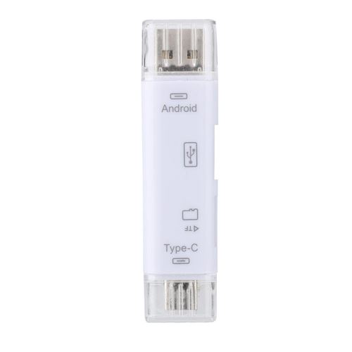 Lecteur de Cartes USB2.0 + MicroUSB Multifonctions + HUB pour PC et téléphone de type C 3.1 (Blanc)