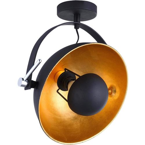 plafonnier en métal style industriel orientable - h 29 x ø 31 cm - noir