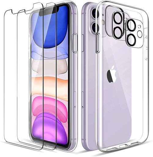 Coque pour Apple iPhone 11 (6.1) avec 2 verres trempé avant et arriere