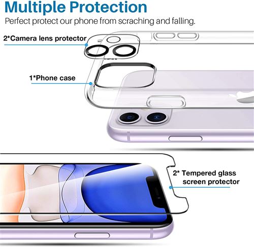 Protection avant et arrière de l' iPhone X, 2x Protecteur d'écran iPhone X, 2x étui