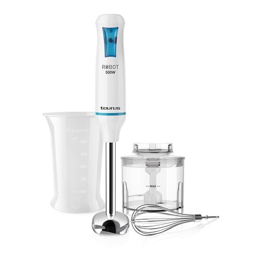 Taurus Blanc Mixeur Plongeant Robot 500 Plus Inox 3 En 1 De 500W Avec 3 Accessoires