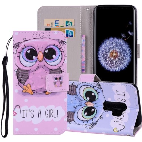 Galaxy S9 Plus Housse Etui Cuir Pu Hiboux Als88934