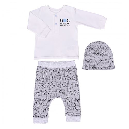 Sevira Kids - Ensemble vêtements Bébé 3 pièces en coton biologique - Best Friend Écru 1-3m - 56cm