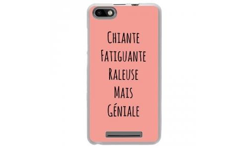 Coque souple pour Wiko Lenny 3 avec impression Motifs Chiante mais Géniale rose