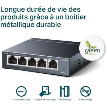 TP-Link Commutateur Gigabit métallique à 5 ports TL-SG105 - Commutateur - non géré - 5 x 10/100/1000 - de bureau