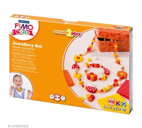 Kit pâte Fimo Kids - Bijoux fleur - niveau moyen