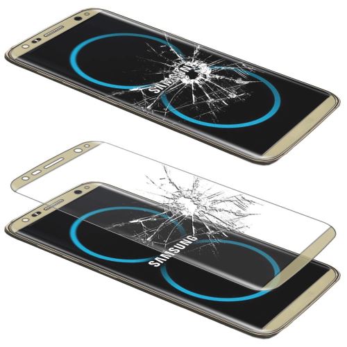 CABLING® Film écran en VERRE Trempé INCURVE anti casse anti-rayures, Or/ doré, 4D, dureté 9H pour Samsung Galaxy S8