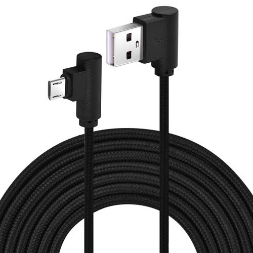 Câble de Données 10ft Nylon tissé tressé 90 degrés USB de charge et câble de synchronisation pour Android - Noir