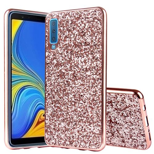 Coque en TPU hybride flash or rose pour votre Samsung Galaxy A7 (2018)