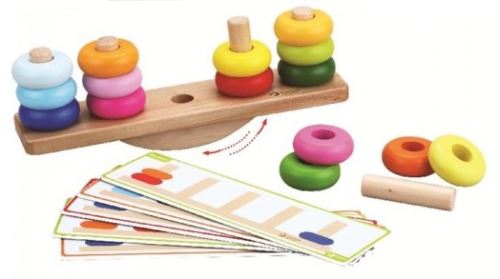 Jeu de balance avec anneaux de couleur à empiler - jeu éducatif équilibre
