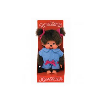 Peluche Monchhichi combinaison jeans 20 cm