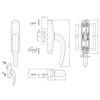 Poignée de crémone à 2 doigts Nefer blanc - FAPIM - 0787B_32 - 1