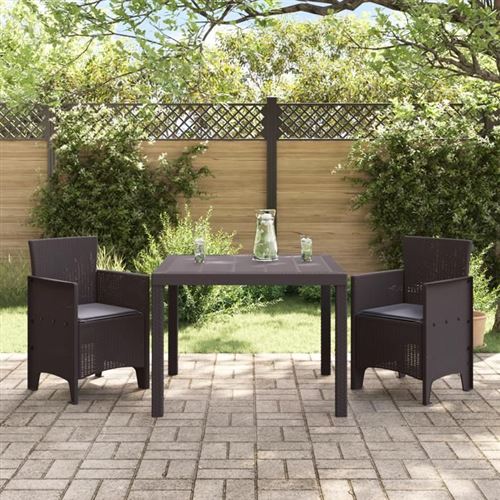 Non Communiqué Marron Vidaxl Ensemble De Salle À Manger De Jardin 3 Pièces Avec Coussins En Poly Rattan 3378680