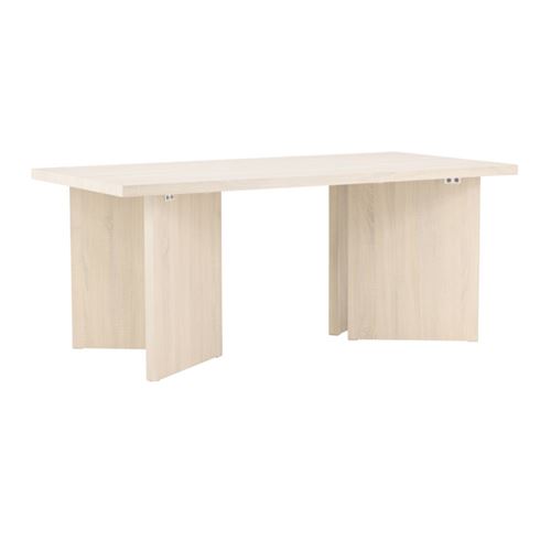 Non Communiqué Beige Table A Manger Fixe Sans Tiroir 4 Personnes Rectangle En Bois L 180 Cm