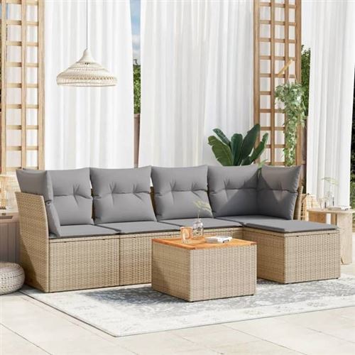 Non Communiqué Marron Salon De Jardin Modulable Vidaxl Beige 5 Personnes 6 Pieces 62 X 62 X 69 Cm Rotin